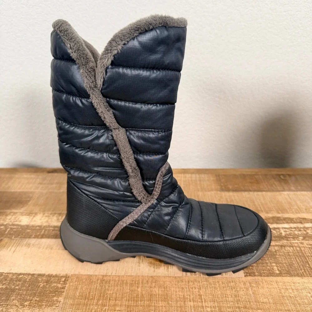 The North Face Amore II‎ Winter Boots Kids Size 1 Black Faux Fur Insulated